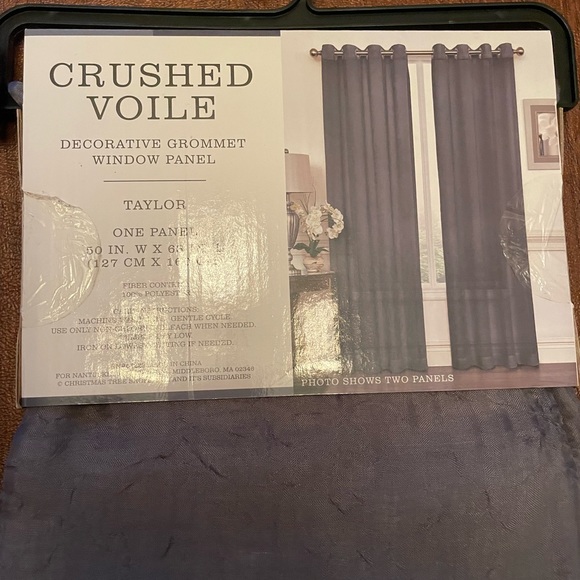 Two Gray Crushed Voile Window Panels - Picture 2 of 4